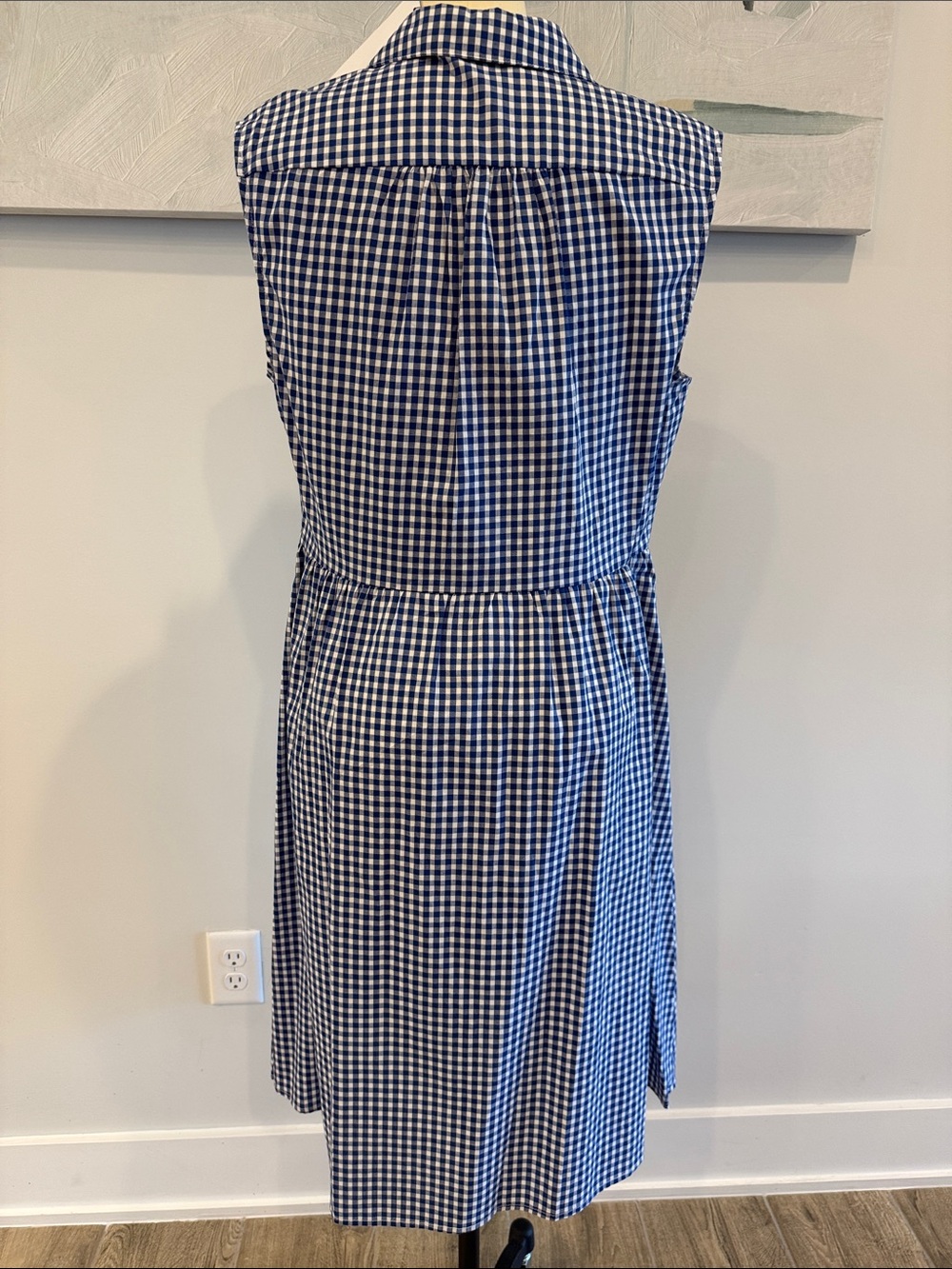 Sleeveless Blue Gingham Button-Front Dress- Frenc Connection- NWT Size Large - Picture 5 of 7